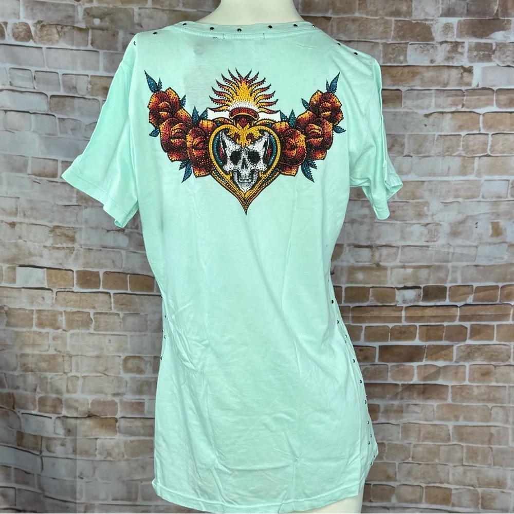 Affliction Black Label Women’s Short Sleeve Graphic Scoop Tee-Multiple Sizes-NWT - Picture 7 of 10